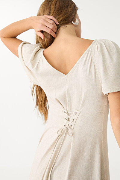 Stradivarius Flowing Linen Blend Midi Dress Limited Edition