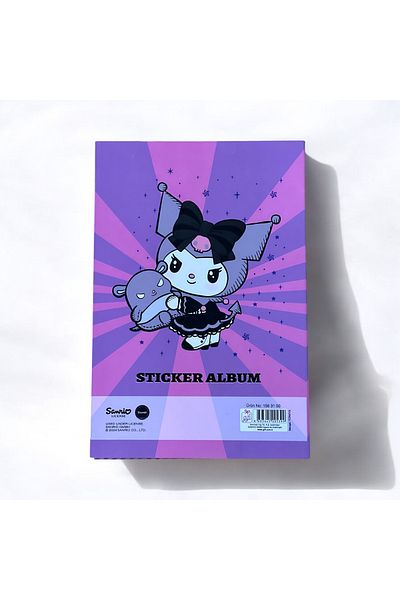 BAK GEL AL Μωβ-ροζ άλμπουμ με αυτοκόλλητο Kuromi → Σημειωματάριο με αυτοκόλλητο Kuromi Gothic - Συλλογή χαρακτήρων με μωβ και ροζ γραμμή