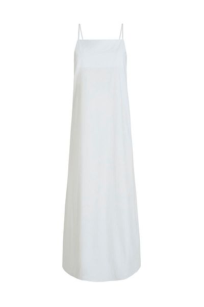Beauty Omelette White Square Collar Long Poplin Dress