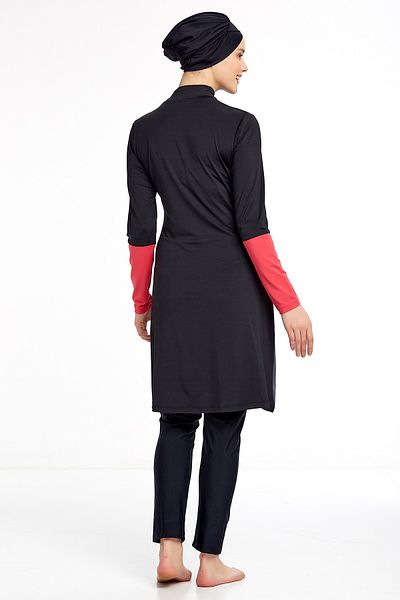 Elit Lycra Battalini Plus Size Long Sleeved Fully Covered Black Hijab Swimsuit