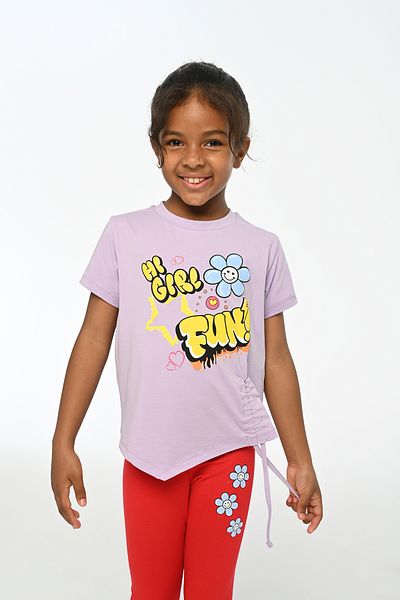 LupiaKids Floral Print Girls' 2-Piece Set - Short Sleeve T-Shirt & Leggings - Lilac & Red Summer Comfort Set