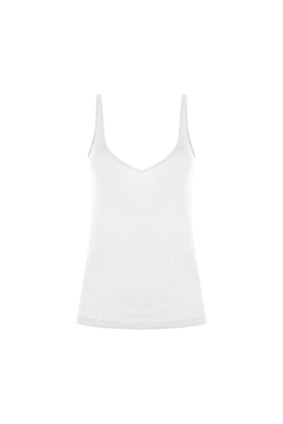 Beauty Omelette Beyaz V Yaka Dökümlü Atlet