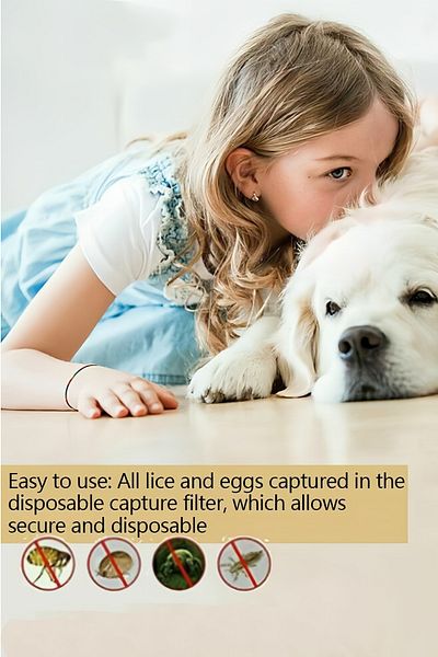 fulina Electric Pet Head Lice Comb,With Three Filters,Adjustable Suction & Angle,For Hair Treatment,White