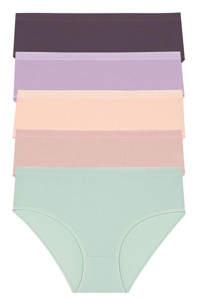 Miss Blue Moon Women's Ribbed Ribbed Cotton Panties 5 Pack 5450