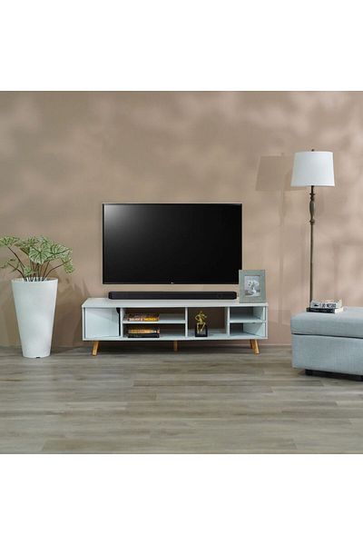 Danube Home Enzo TV Unit for TVs up to 50 Inches with Storage - White L140xW45xH39cm