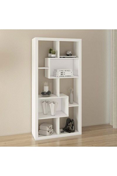 Danube Home Cierra TV Unit / Book Case for TVs up to 55 Inches with Storage - White L160xW33xH79cm