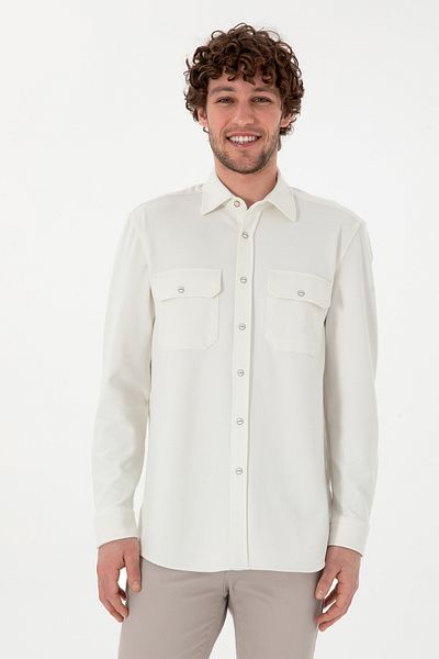 U.S. Polo Assn. Men's Ecru Knitted Shirt 50305605 -Vr019