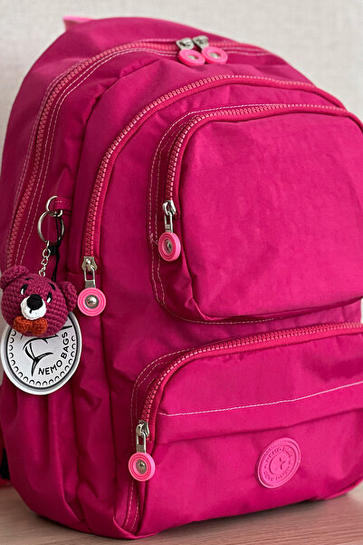 MORCA Fuşya Sırt Çantası, Original Crinkle Su Geçirmez Kumaş, Laptop Bölmeli, 40x30cm, 18 LT