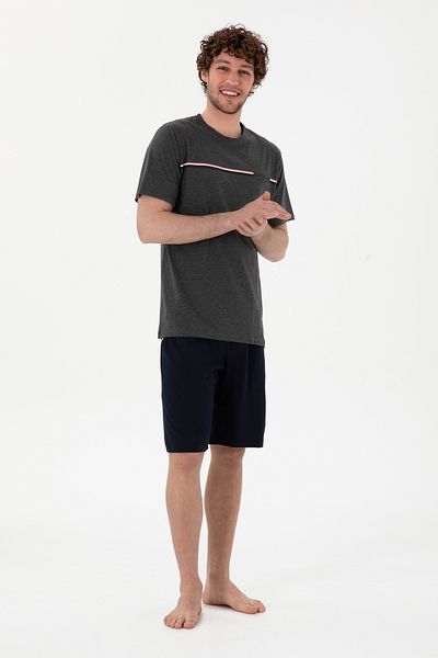 U.S. Polo Assn. Men's Crew Neck Melange Pajama Set 50309174 -Vr081
