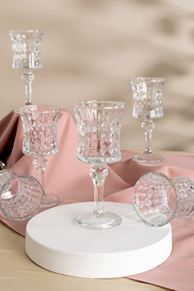 ORTAKÖY CENNETİ Set of 6 Coffee Side Water Glasses with Legs |   Simple 140Cc