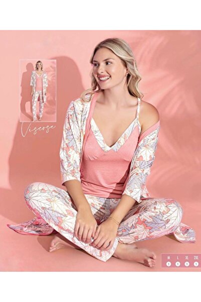 İpek Women's 3-Piece Pajama Set with Dressing Gown