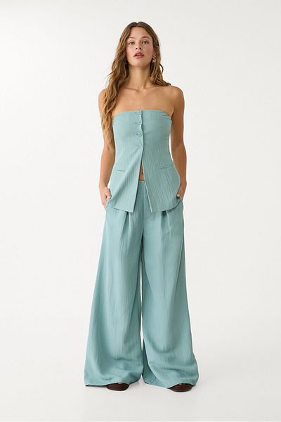Stradivarius Textured bustier top with buttons