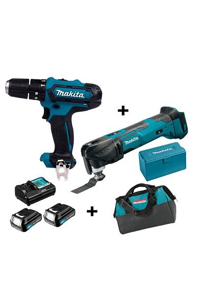 Makita مجموعة ماكيتا CLX203AX4 اللاسلكية 12 فولت، مثقاب قرع + أداة متعددة الاستخدامات
