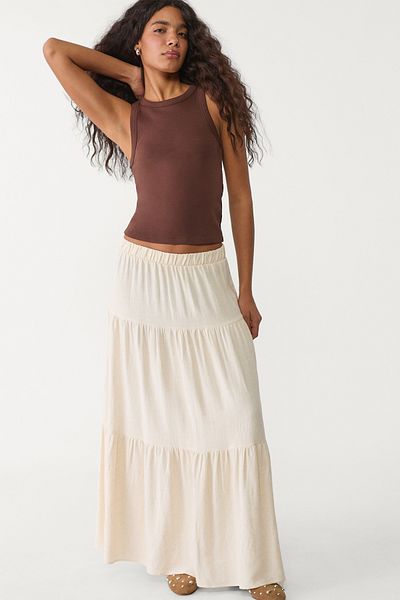 Stradivarius Flowing Linen Blended Skirt