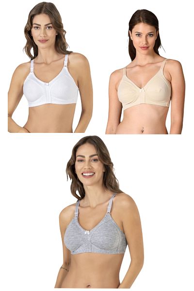 NBB 3-PACK GATERING WOMEN'S COMBED COTTON BRA NBB351