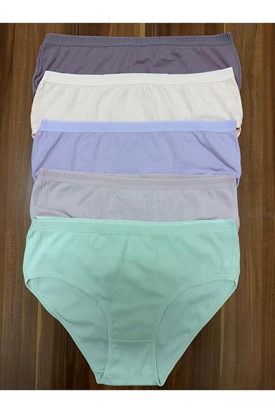 Miss Blue Moon Women's Ribbed Ribbed Cotton Panties 5 Pack 5450