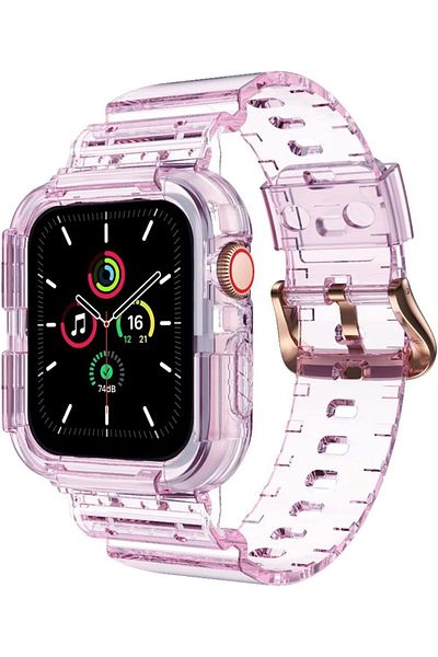 Nezih Case ساعة Apple Watch Series 2/3/4/5/6/7/8/9/se 40 ملم 41 ملم - حزام وردي/حزام وساعة واقية