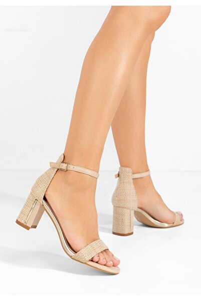 B T Shoes Sandale cu toc gros Lucynda bej