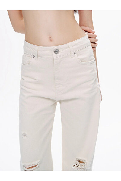 Nocturne Жіночі джинси прямого крою з широкими штанинами, екрю