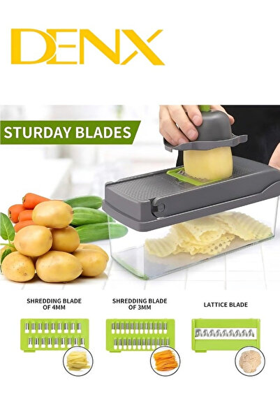 Denx 15 in 1 Multifunctional Vegetable Chopper Food Processor with Container &Draining Basket DX2025