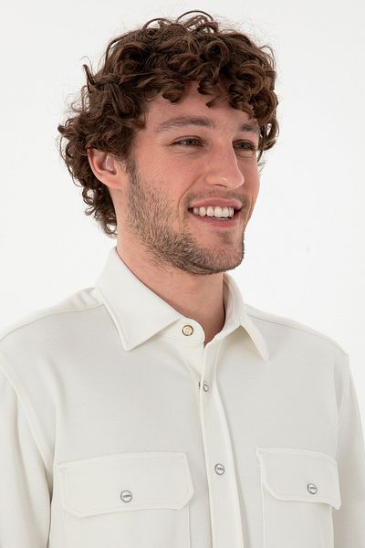 U.S. Polo Assn. Men's Ecru Knitted Shirt 50305605 -Vr019