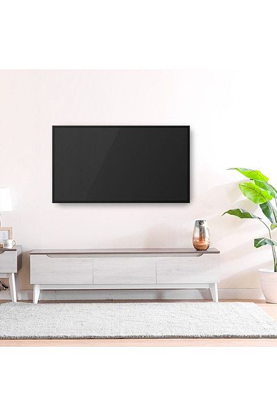 Danube Home وحدة تلفزيون هازل لأجهزة التلفزيون حتى 60 بوصة مع مساحة تخزين - أبيض الطول 179 سم × العرض 40 سم × الارتفاع 53 سم