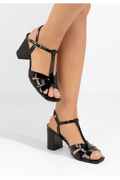 B T Shoes Black Tamatha Chunky Heel Sandals