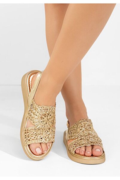 B T Shoes Sandale dama fara toc Nichelle aurii