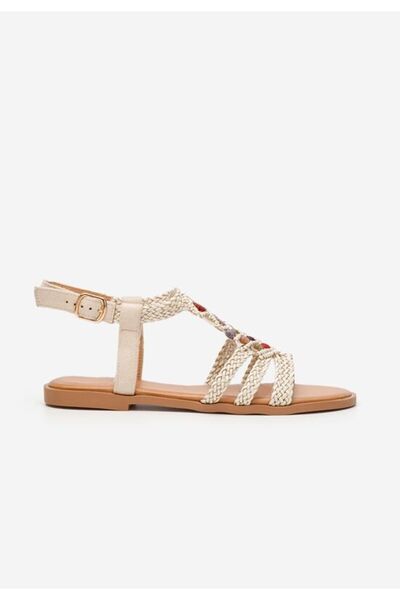 B T Shoes Sinlea beige low-heeled sandals