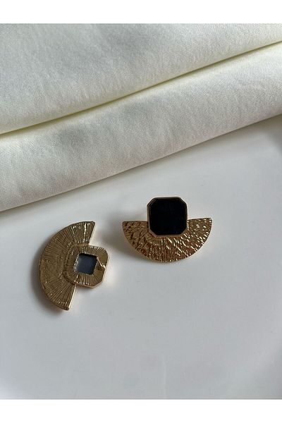 Nilsu Jewellery Accessory Metal Scrunch Plate Enamel Fan Earrings