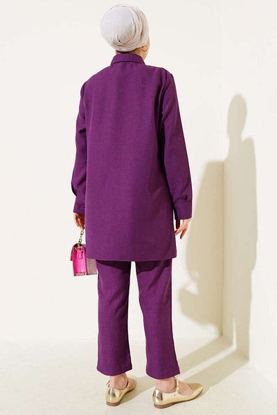 Kirazgym Top Buttoned Linen Double Suit