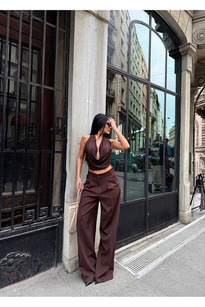 R&G RIMANERE GIOVANI Wide Cut Women's Palazzo Trousers - Oversize