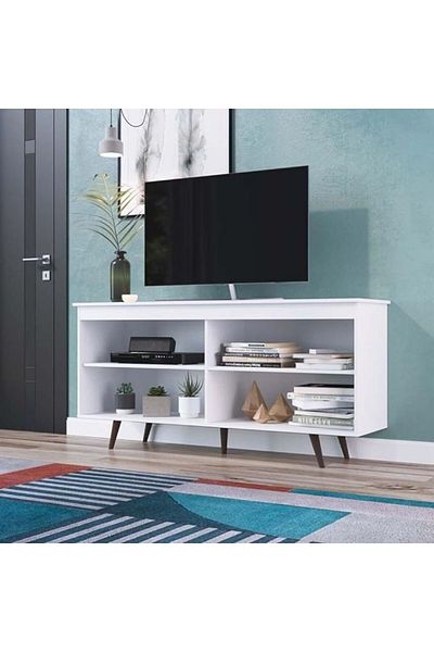 Danube Home Railey TV Unit for TVs up to 50 Inches with Storage - White L150xW39xH59cm