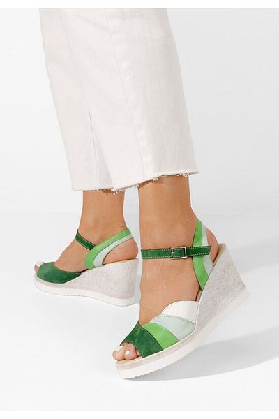 B T Shoes Sandale cu platforma piele Irvina verzi