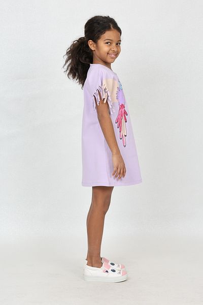 LupiaKids Dream Catcher Printed Girl's Dress - Tassel Sleeve Lilac Summer Comfortable Dress