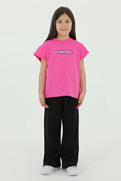 Black One Екіпаж з принтом на шиї з детальним нижнім дитячим костюмом для дів...