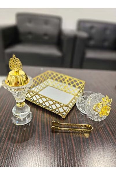 co arma 4 in 1 Royal Crystal Incense Burner Set: Incense Burner, Incense Box, and Charcoal Tongs