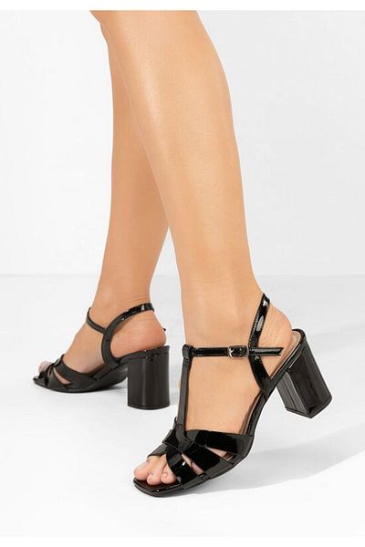 B T Shoes Black Tamatha Chunky Heel Sandals