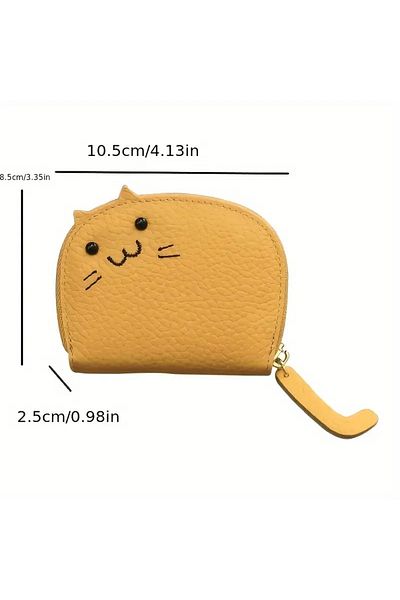 TATA CRAFT Green Cat Figured Card Holder Small Wallet Cute Bag Accessory