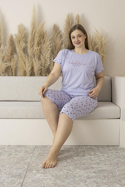 Estiva Set de pijamale largi din viscoză Capris cu mâneci scurte cu modele de vară pentru femei