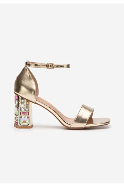 B T Shoes Zania gold chunky heel sandals