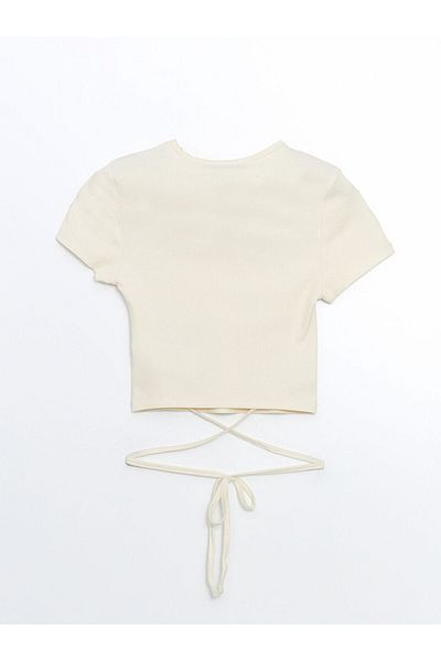 LC Waikiki Lcw Crew Neck Textured Women's Crop