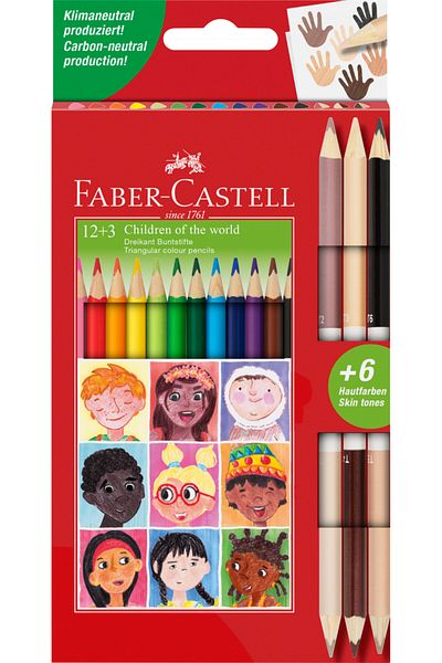 Faber Castell Colored Pencils 12+3 Bicolor Skin Children Of The World Faber-Castell