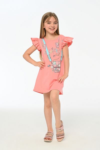 LupiaKids Rabbit Print Girl's Dress - Pink Short Sleeve Summer Comfortable Dress