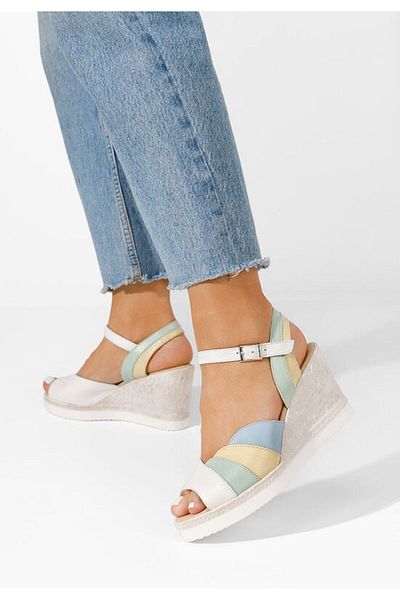 B T Shoes Irvina white leather platform sandals