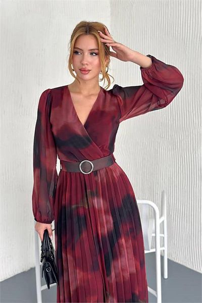 dipmoda Dipmoda Women's Lined Midi Length Chiffon Dress Dpk20301