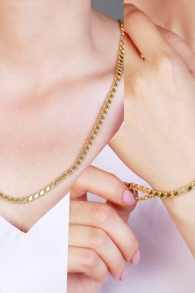 Else Silver 925 Ayar Gümüş Pullu Zincir Kolye Bileklik Kombin