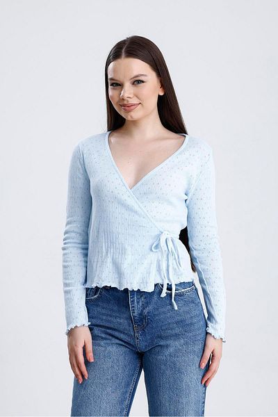 Miss Murem Double Breasted Tie Cardigan - Baby Blue