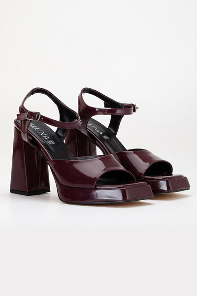 LİLLA Women's High Corner Platform Burgundy Color Evening Dress Shoes