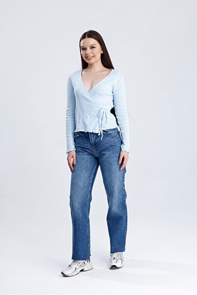 Miss Murem Double Breasted Tie Cardigan - Baby Blue